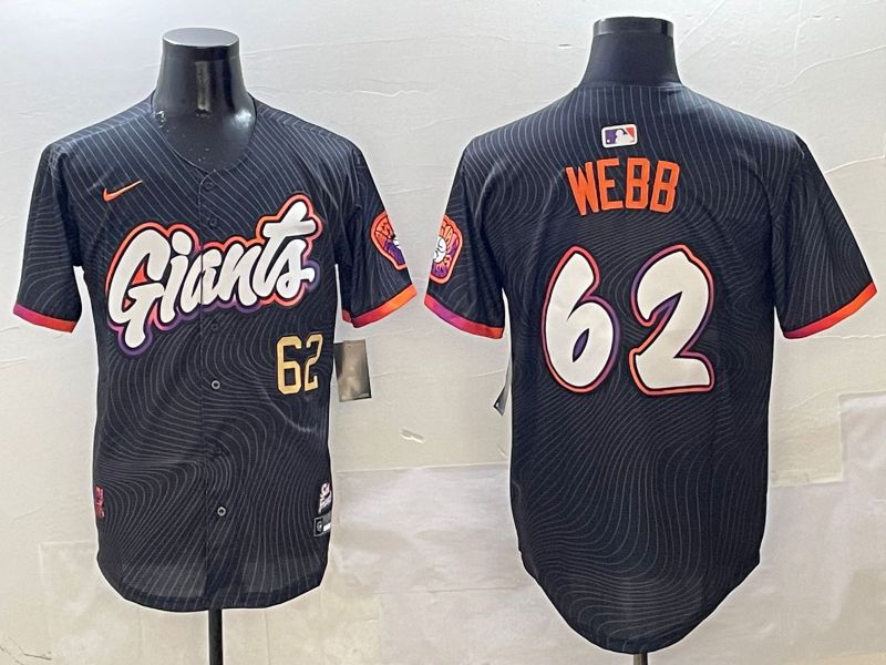 Men San Francisco Giants #62 Webb Black Joint Name Nike 2025 MLB Jersey style 3